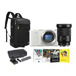 Sony - ZV-E10 II Mirrorless Camera (White) with 18-105mm f/4 G OSS Lens Bundle