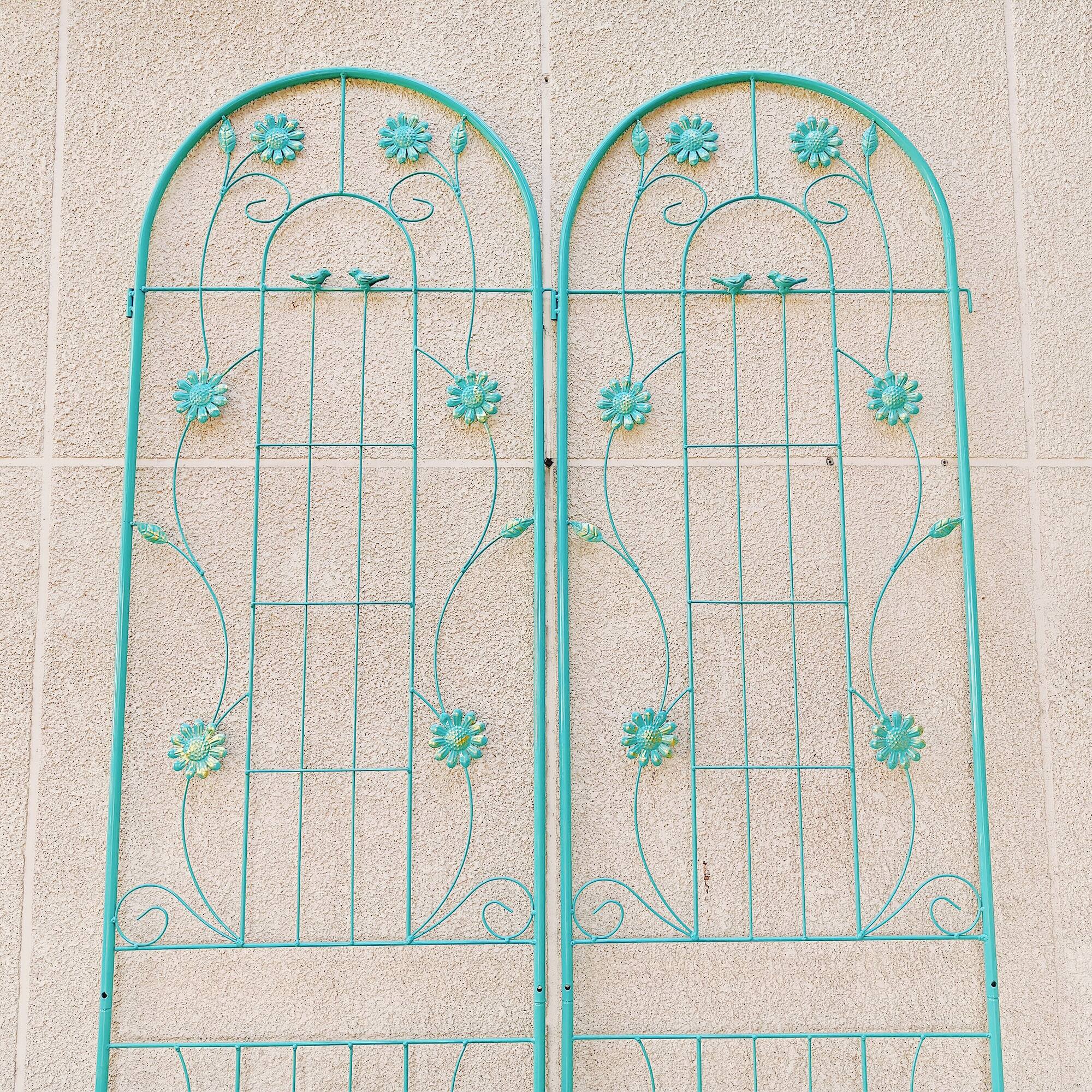Alt View 5. Loheer - 4 Pack 7.2 ft x 1.6 ft Metal Garden Trellis for Climbing Plants - Green.