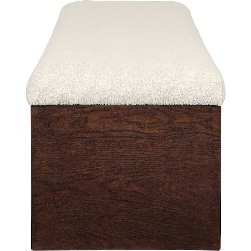 Alt View 3. Meridian Furniture - Lawson Cream Velour Fur Fabric Bench - Beige.