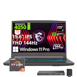 MSI - Upgraded - THIN A15 15.6" 144Hz FHD Gaming Laptop - AMD R5-7535HS - GeForce RTX 4050 - 8GB Memory - 512GBSSD - Win 11 pro - Black