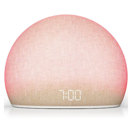 Front. Dazzed Corner - Sunrise Alarm Clock Radio for Bedroom - Coffee Brown.