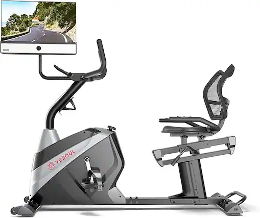 Front. Yesoul - Recumbent Exercise Bike J1M Plus, Black, 21.5-inch Full HD Screen, Magnetic Resistance, lightning - BLACK.