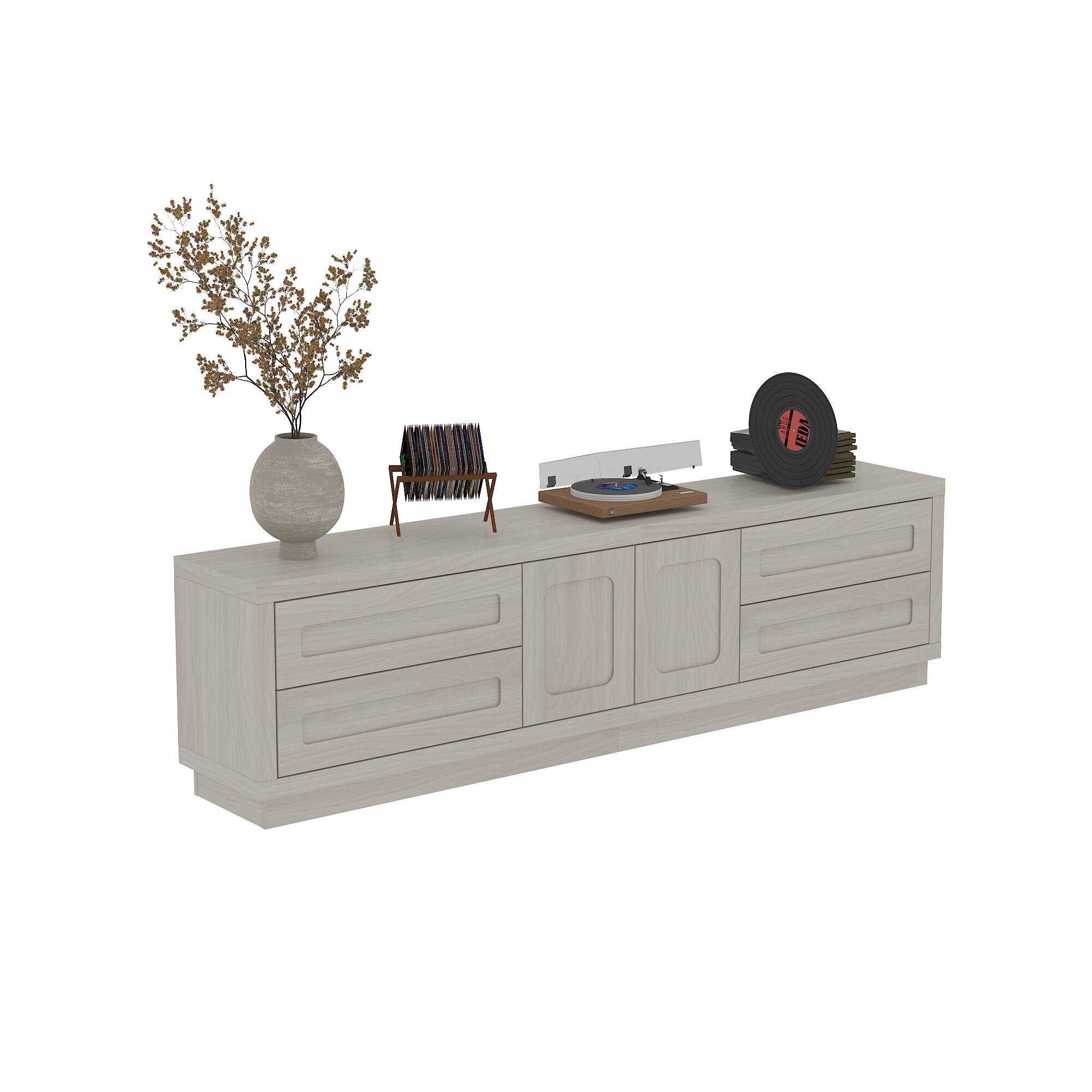 Angle. FUFU&GAGA - FUFU&GAGA Light Gray TV Stand with Storage – 65" TV Fit, Modern Minimalist Design - Gray.