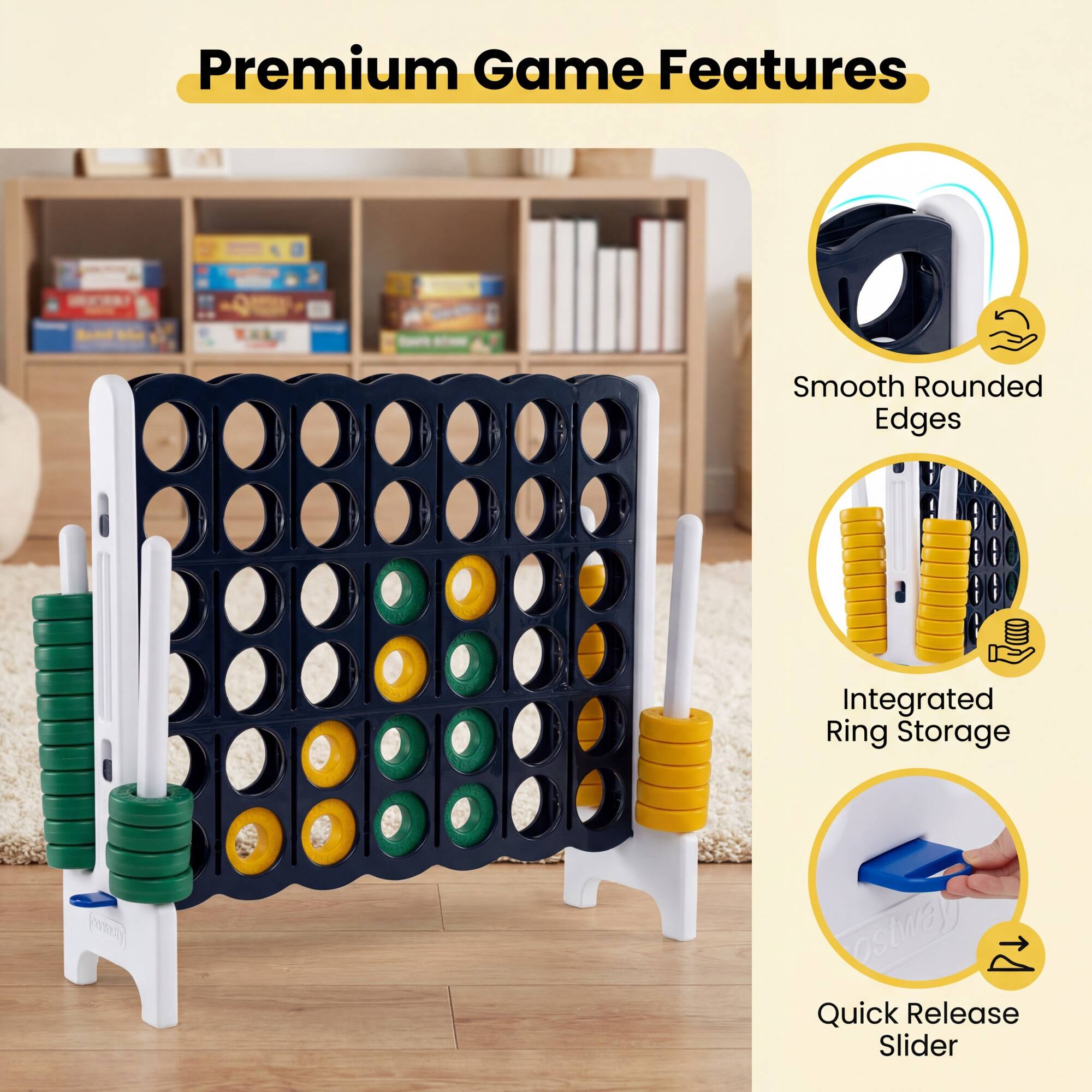 Premium Game Features

- Smooth Rounded Edges
- Integrated Ring Storage
- Quick Release Slider
