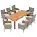 Front. Costway - 9 PCS Patio Dining Set for 8 Table and PE Rattan Chairs with 2" Umbrella Hole - Mix Gray,Off White.