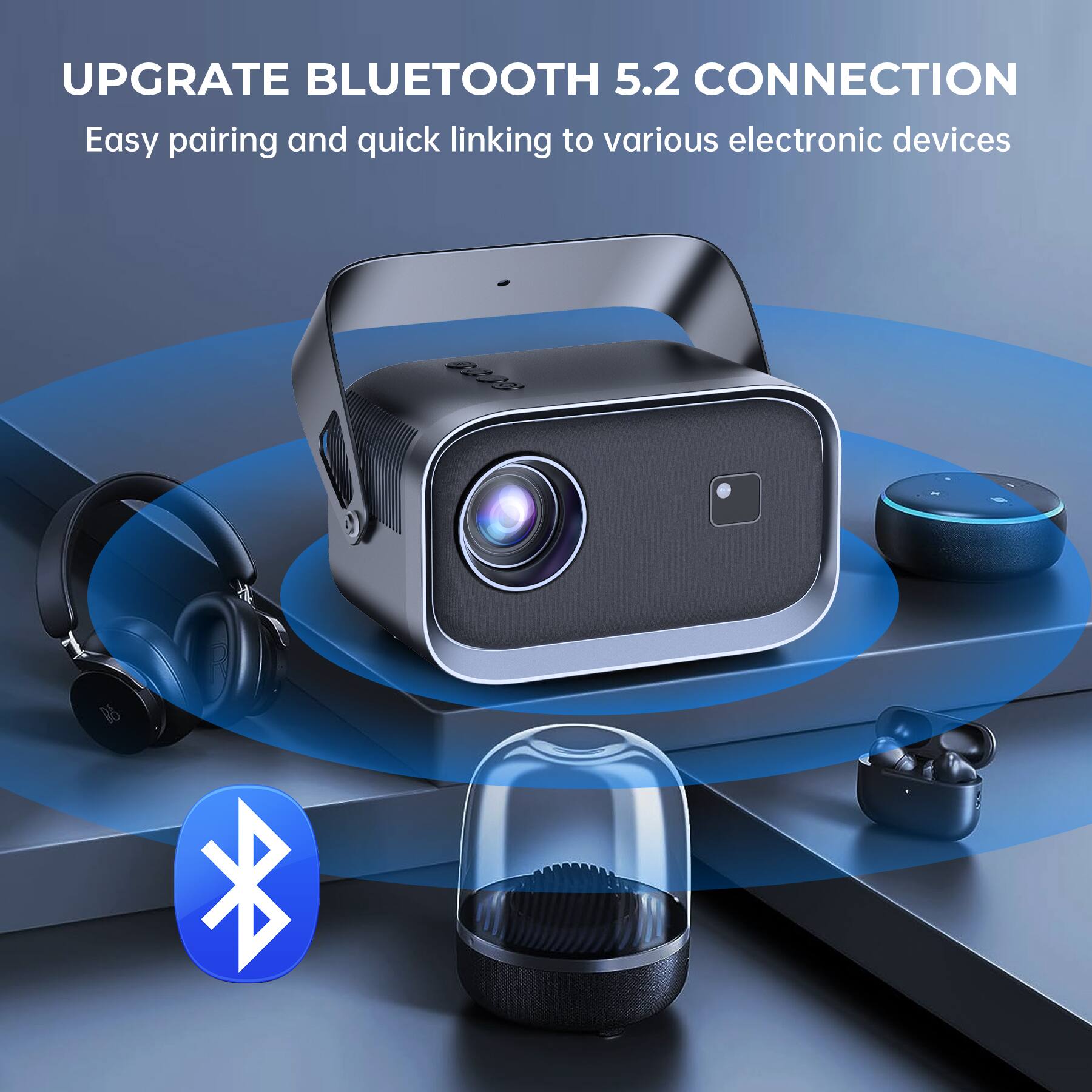 UPGRADE BLUETOOTH 5.2 CONNECTION  
Easy pairing and quick linking to various electronic devices