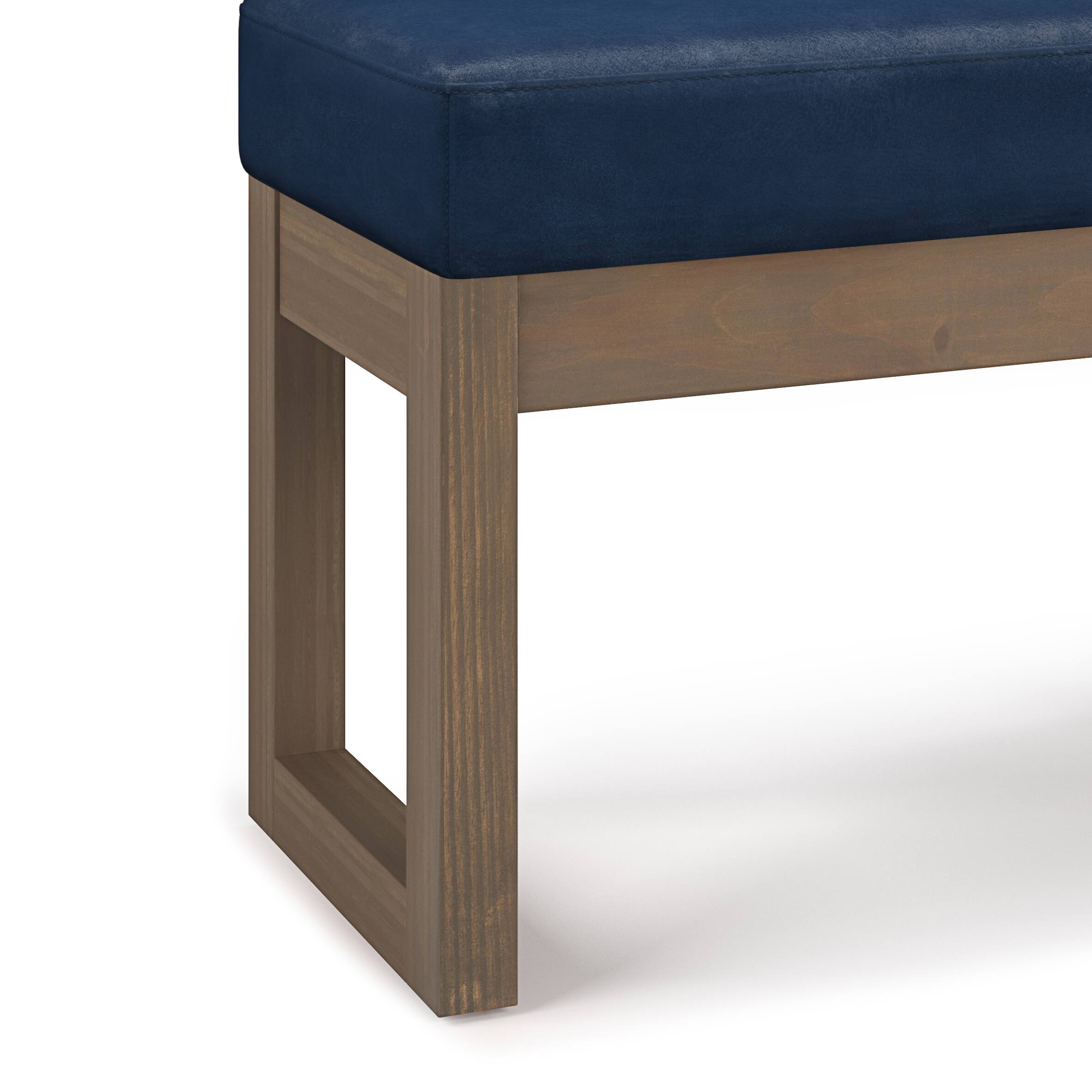 Alt View 13. Simpli Home - Milltown Footstool Small Ottoman Bench - Distressed Dark Blue.