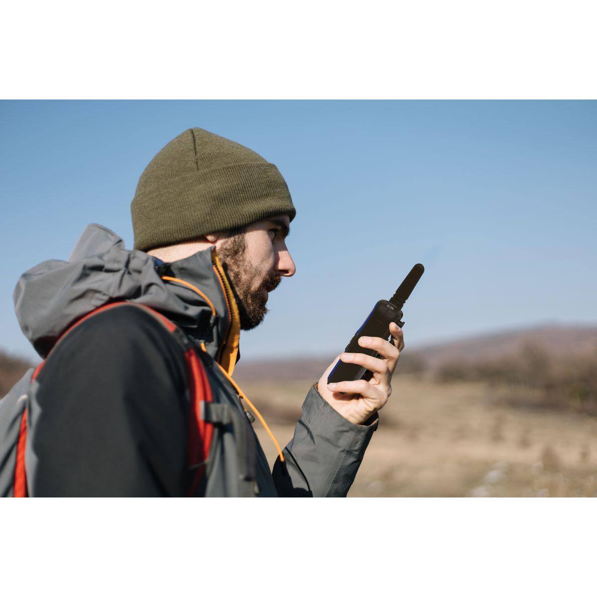 Alt View 6. Lexibook - Rechargeable walkie-talkies with 5km range. earphones and flashlight - Blue.