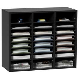 Glintex - Wood Literature Organizer 24 Compartments File Sorter with Removable Shelves for Office Home Classroom Mailroom
