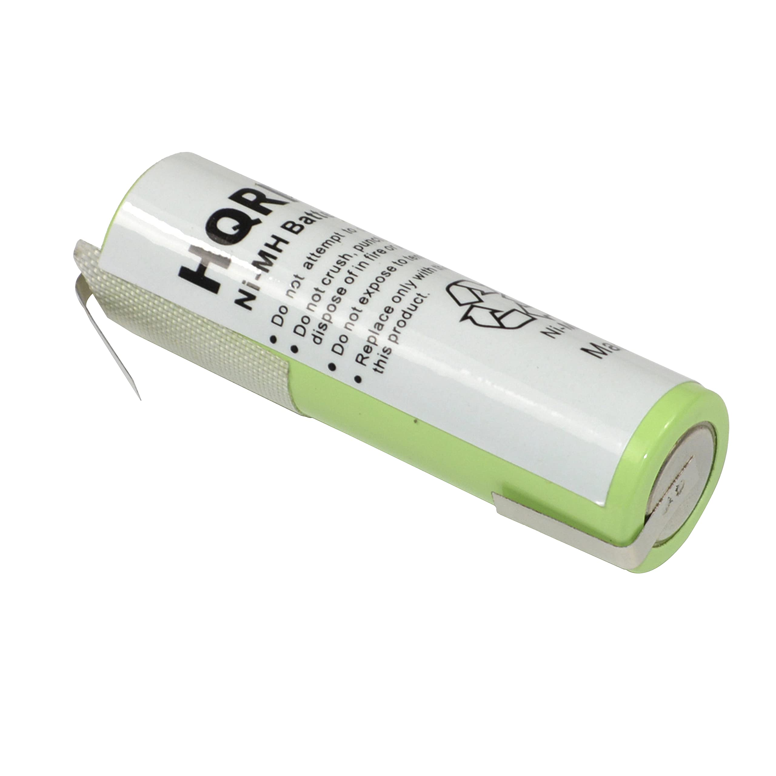 HQR  
Ni-MH Battery

- Do not attempt to crush or dispose of by fire.
- Do not expose to high temperatures.
- Do not dispose of in fire.
- Do not replace this product with a different type.

Ni-MH Battery only.  
Replace with the same product.