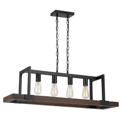 Front. Manhattan Lane - 60 X 4 Watt Wood and Metal Chandelier with 6 Foot Chain - Brown and Black.