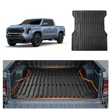 Front. VEVOR - Truck Bed Mat, TPE, Compatible with 2024-2026 Toyota Tacoma Bed, Heavy Duty Custom Fit,All Weather Protection Pickup Car - Black.