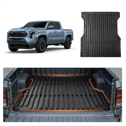 Front. VEVOR - Truck Bed Mat, TPE, Compatible with 2024-2026 Toyota Tacoma Bed, Heavy Duty Custom Fit,All Weather Protection Pickup Car - Black.