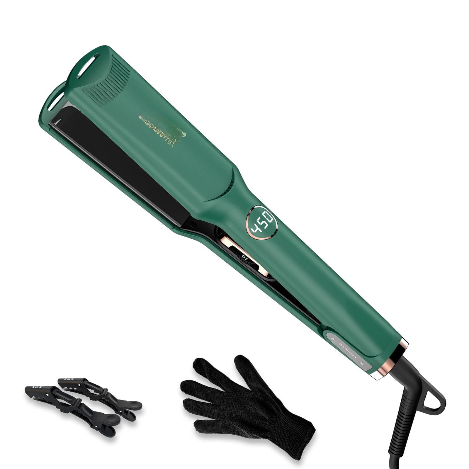 VEGA AUTOMOTIVE - Mini 1 Flat Iron Led Display Tourmaline Titanium Ceramic Plate 4d 360 swivel Small Hair Straightener For W - Green 1.5 Inch