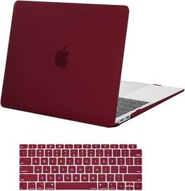 mosiso - Case for MacBook Air 13 inch Case 2020 2019 2018 Release M1 A2337 A2179 A1932 with Touch ID with Keyboard Cover - Marsala Red