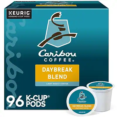 KEURIG GENUINE K-CUP PODS
Caribou Coffee
DAYBREAK BLEND
LIGHT ROAST COFFEE
96 K-CUP PODS