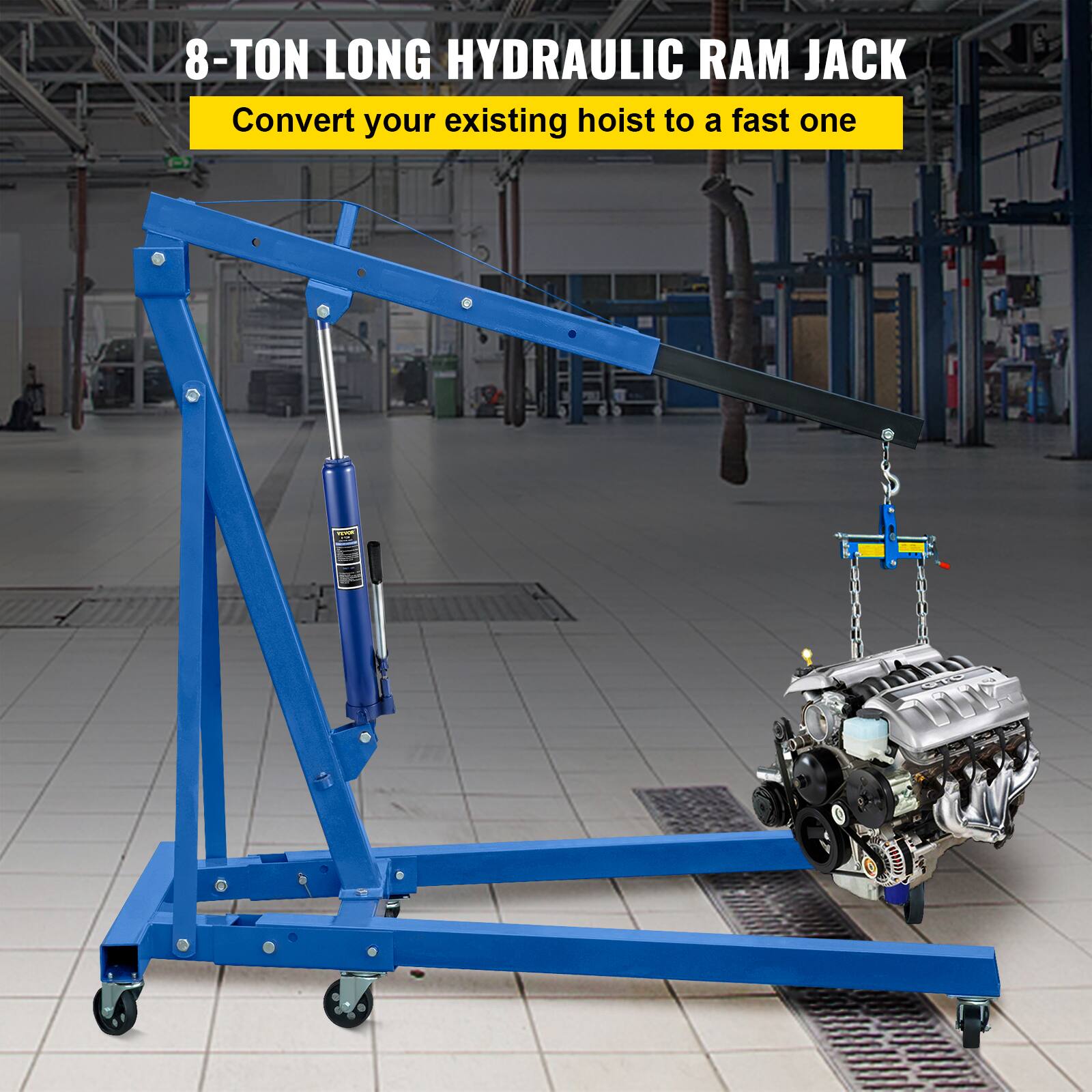 8-TON LONG HYDRAULIC RAM JACK  
Convert your existing hoist to a fast one