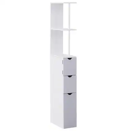 Front. Homcom - 54" Tall Bathroom Storage Cabinet, Freestanding Linen Tower with 2-Tier Shelf and Drawers - White.