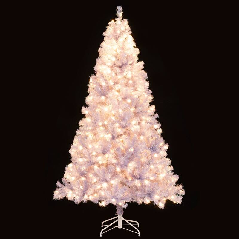 Alt View 3. WELLFOR - 7.5 ft Pre‑lit Artificial Tinsel Christmas Tree, Shiny Hinged Xmas Tree with 1300 Branch Tips and Warm White LED Lights - Purple.