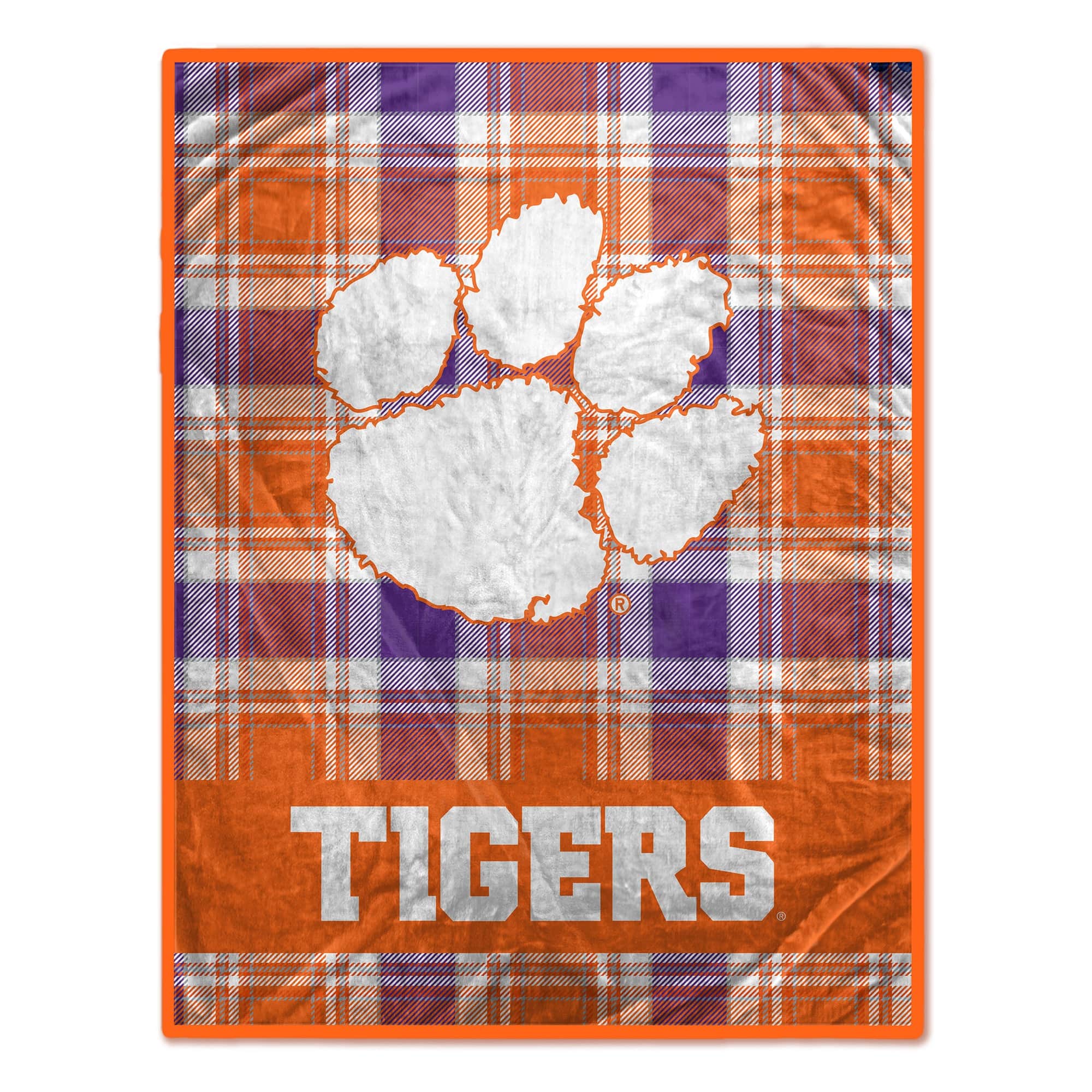 Pegasus - Clemson Tigers 66" x 95" Oversized Plaid FAN-mily Ultra Cozy Blanket - Multicolor