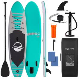 SereneLife - 10’ Inflatable Stand Up Paddle Board with Premium SUP Accessories - 32” Wide with Non-Slip EVA Deck Pad - Black