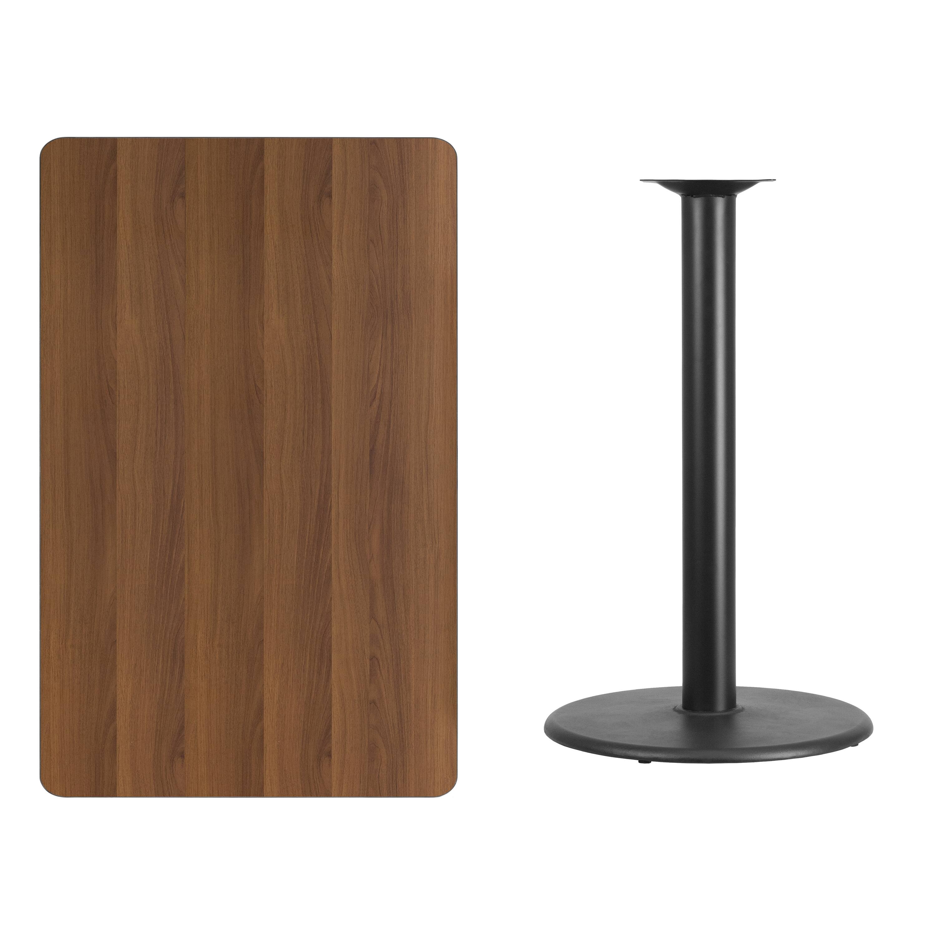 Alt View 2. Emma + Oliver - 30"x48" Rectangular Laminate Bar Table with 24" Round Base - Walnut.