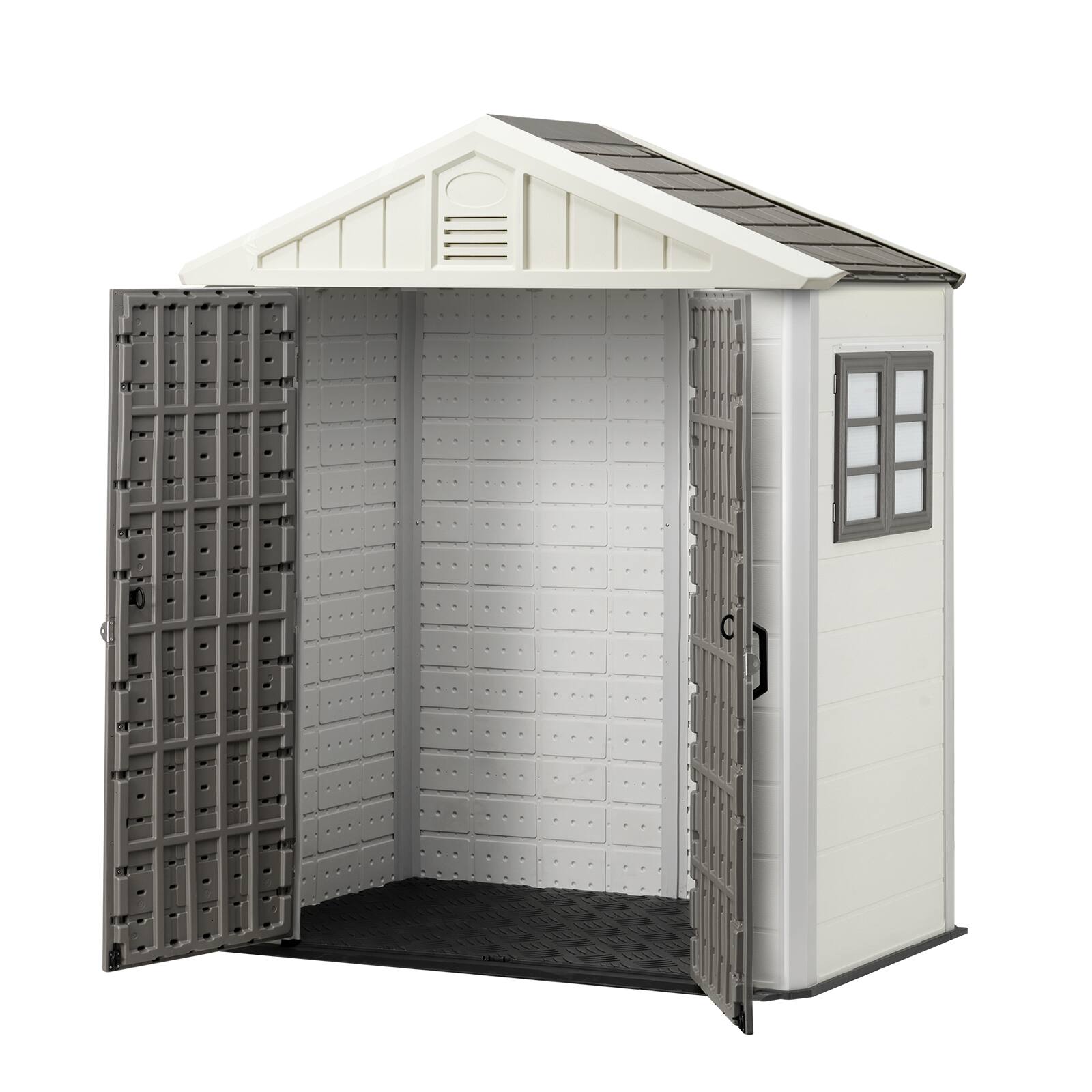 Alt View 5. VEVOR - Outdoor Storage Shed,4x8 Ft,Heavy-Duty Resin Tool Shed, with Reinforced Floor, Skylight, Lockable Door,Weather Resistant - Grey.