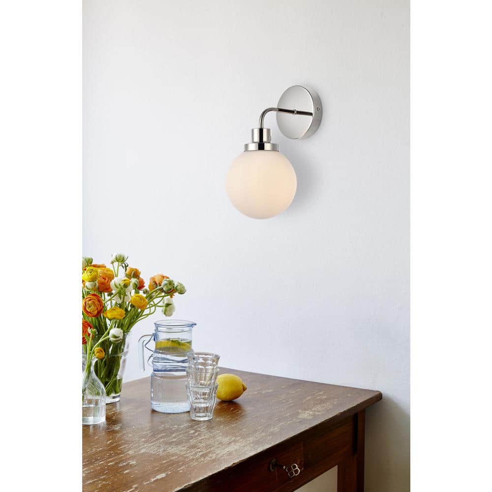 Living District - Hanson 1 light bath sconce in polished nickel with frosted shade - Polished Nickel And Frosted Shade price history on PriceWatchPro