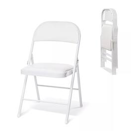 Essen Blissed - 4 Pack Folding Chairs with Padded Seats for Events Home Office, Pu Leather Folding Chair - White