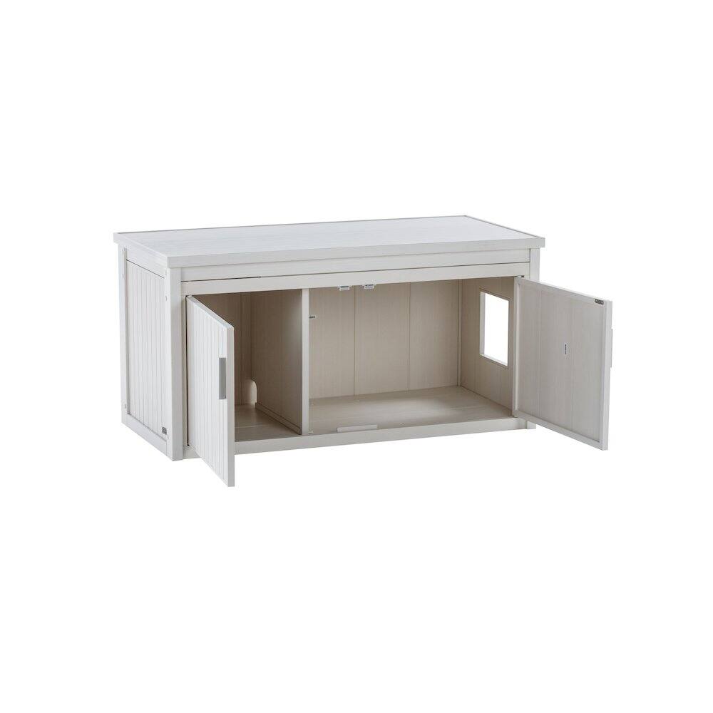 Back. New Age Pet - ECOFLEX LitterLoo Bench Litter Box Cover Antique White - Antique White.