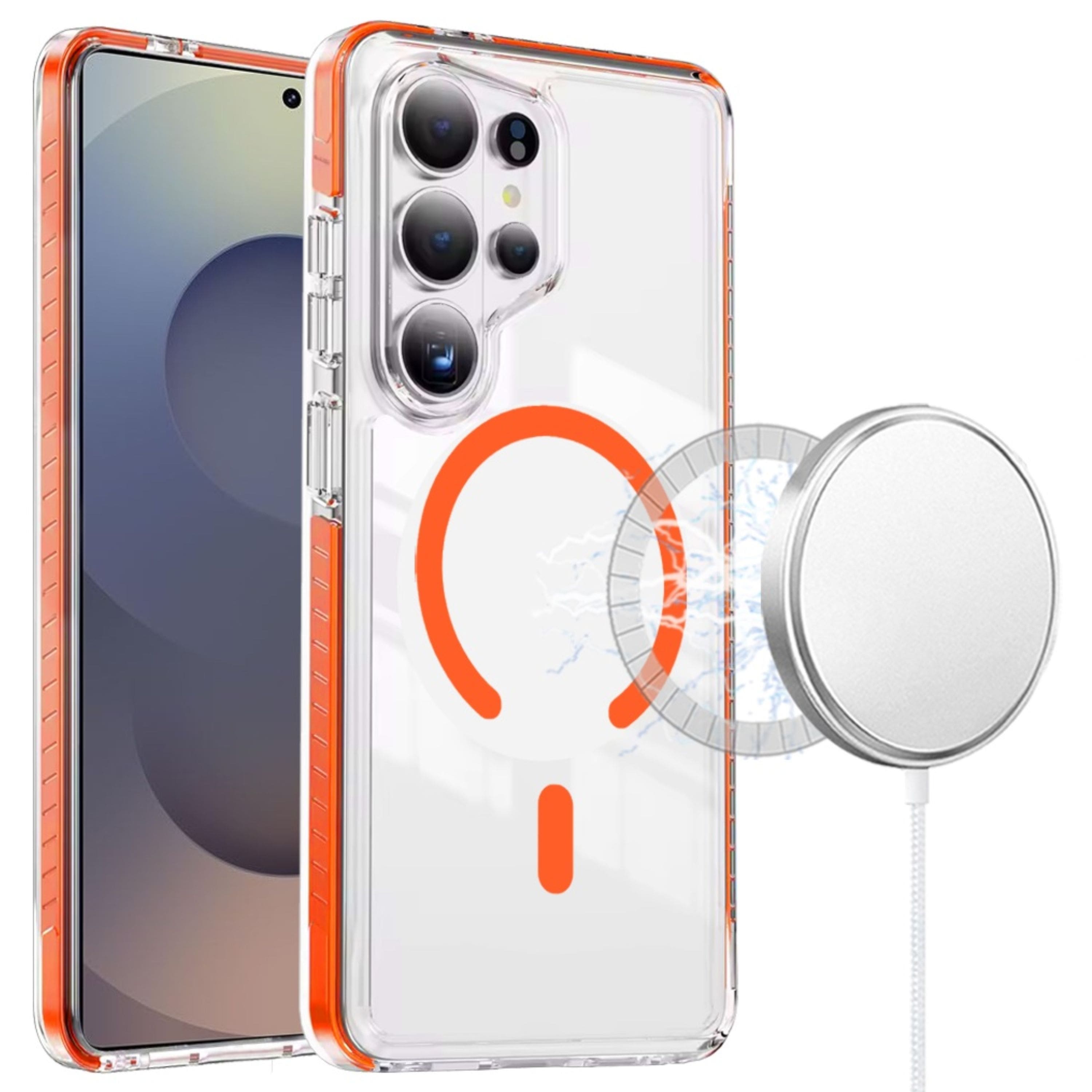 Kitcheniva - Magnetic Circle Case With Color Edge Trim And Tempered Glass For Samsung Galaxy S26 Ultra - Cosmic Orange price history on PriceWatchPro