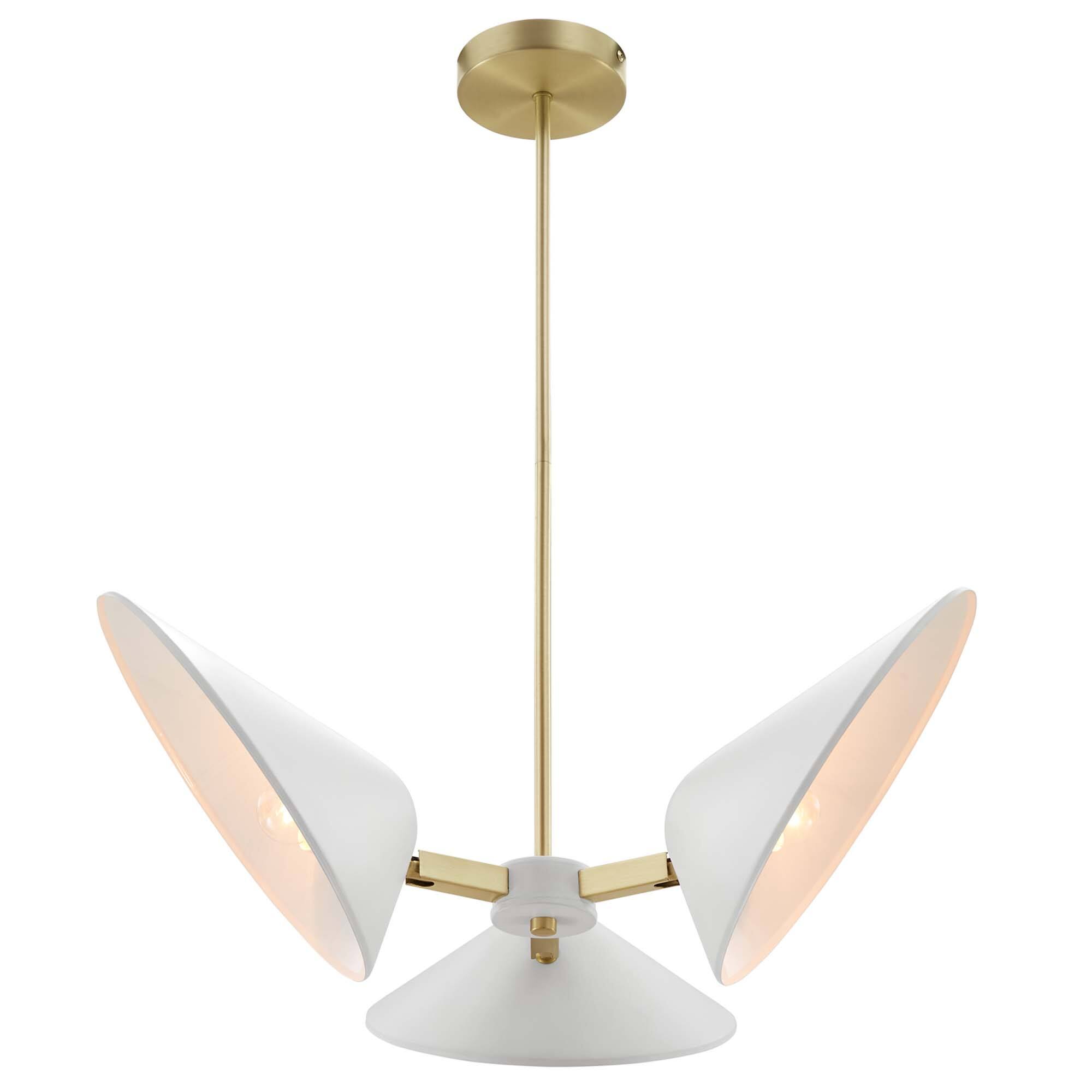 Angle. Modway - Journey 3-Light 3" Arm Pendant by Modway - White.
