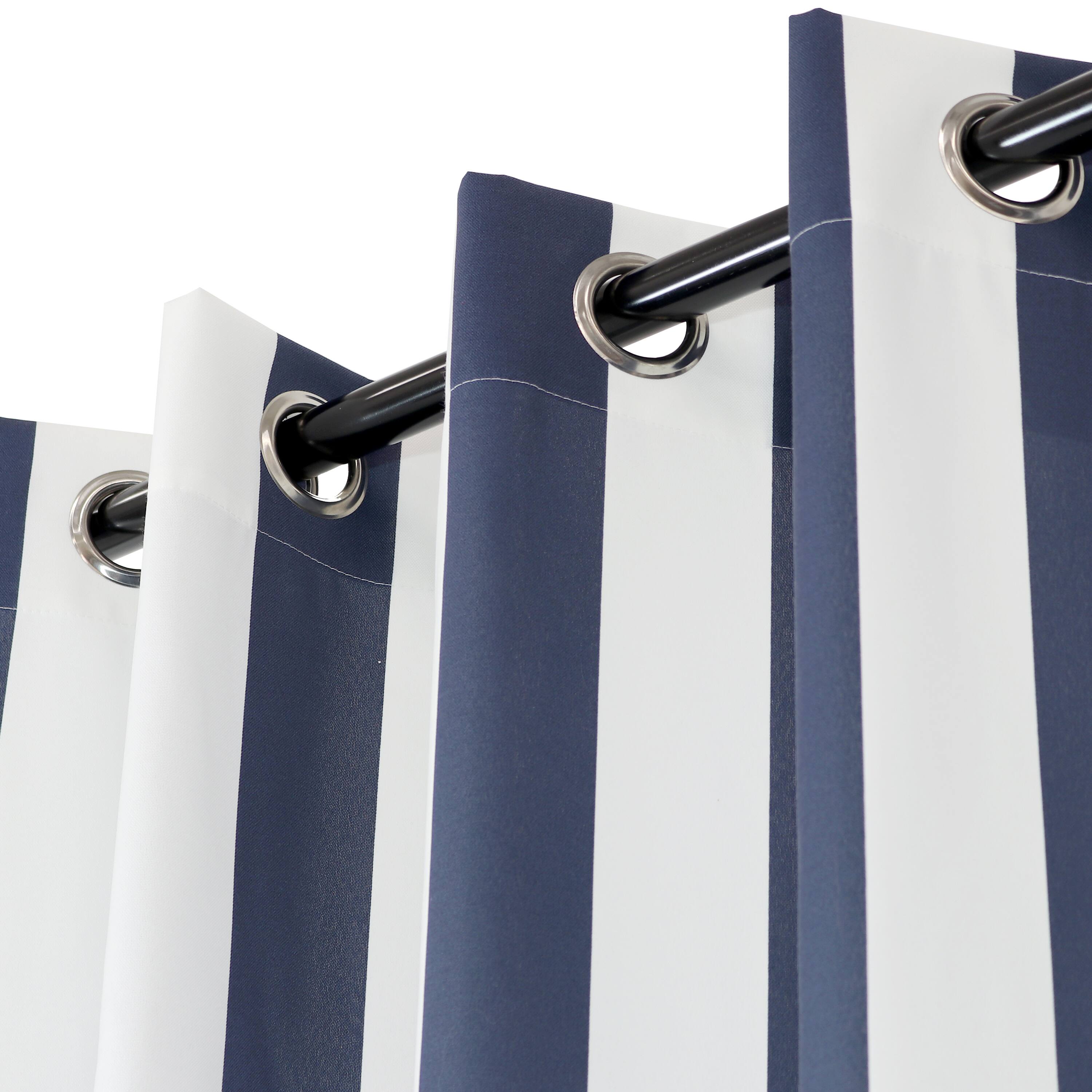 Alt View 9. Sunnydaze - Outdoor Curtain Panel - 52 in x 108 in - Set of 2 - Blue/White Stripe.