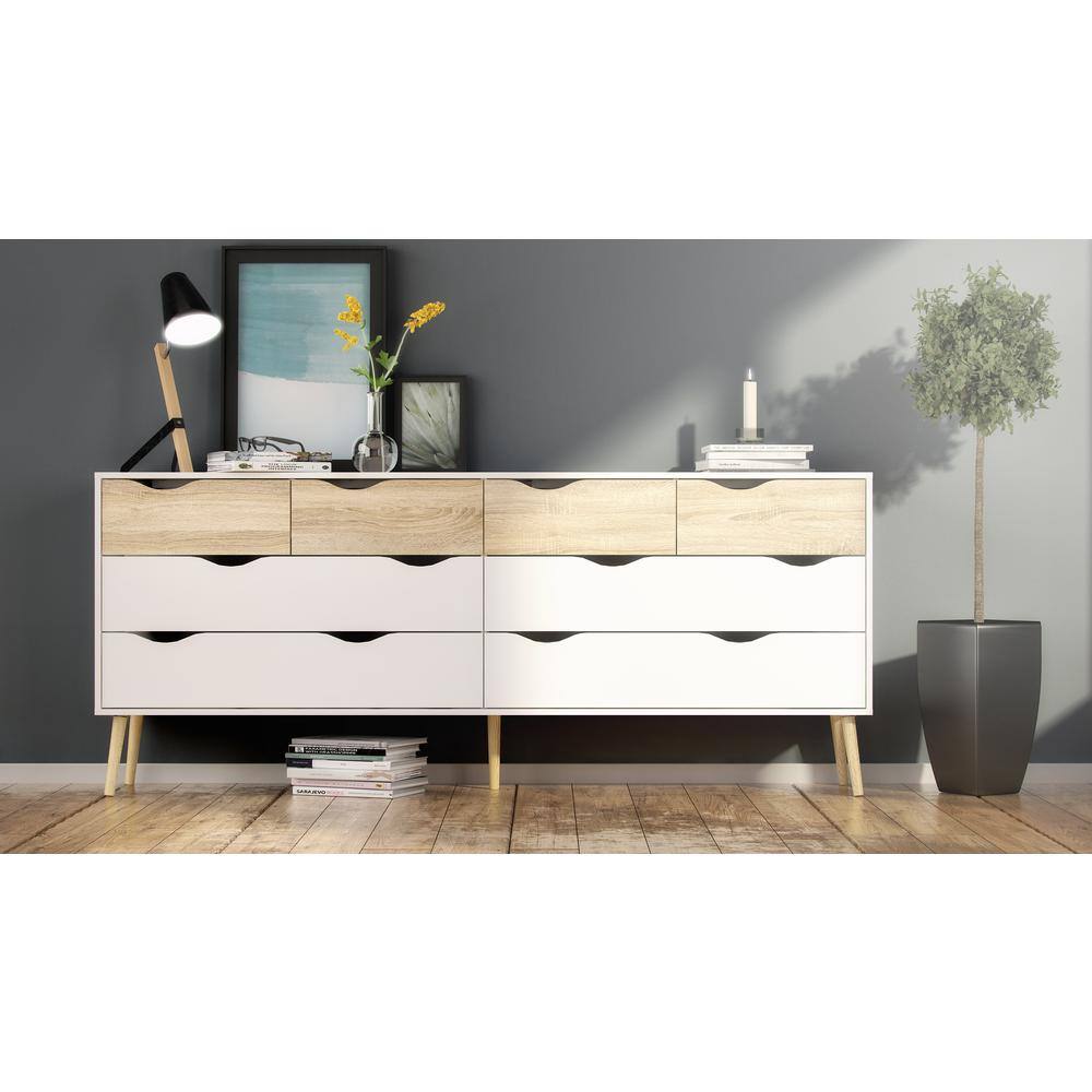 Back. Tvilum - Diana 8 Drawer Dresser - White/Oak Structure.
