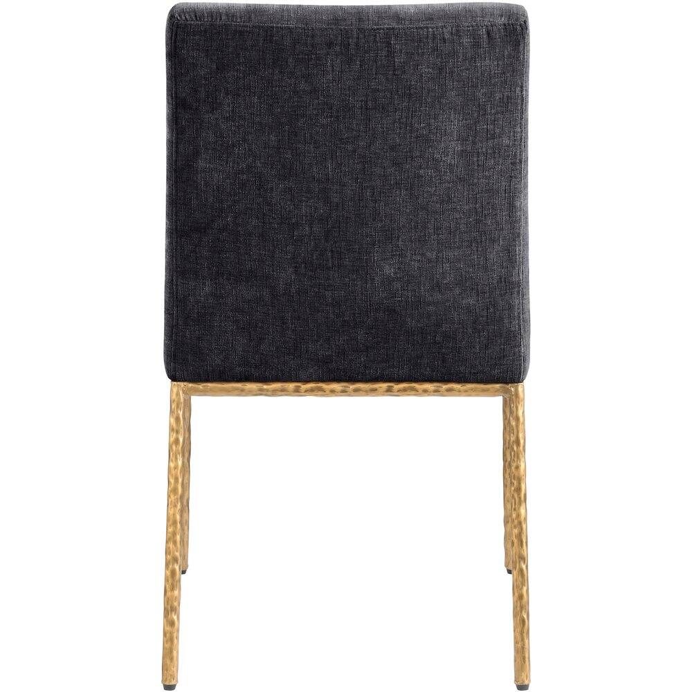 Meridian Furniture - Reeves Black Chenille Fabric Upholstered Dining Side Chair, Set of 2 - Gold - Thumbnail 5