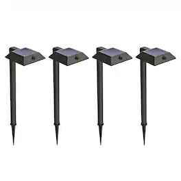 Home Zone Security - Mesh-Linkable Solar LED Security Pathway Light 300 Lumens, 4 Pack - Black