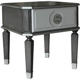 Manhattan Lane - MDF End Table with 1 Drawer and Turned Tapered Legs - Gray and Silver