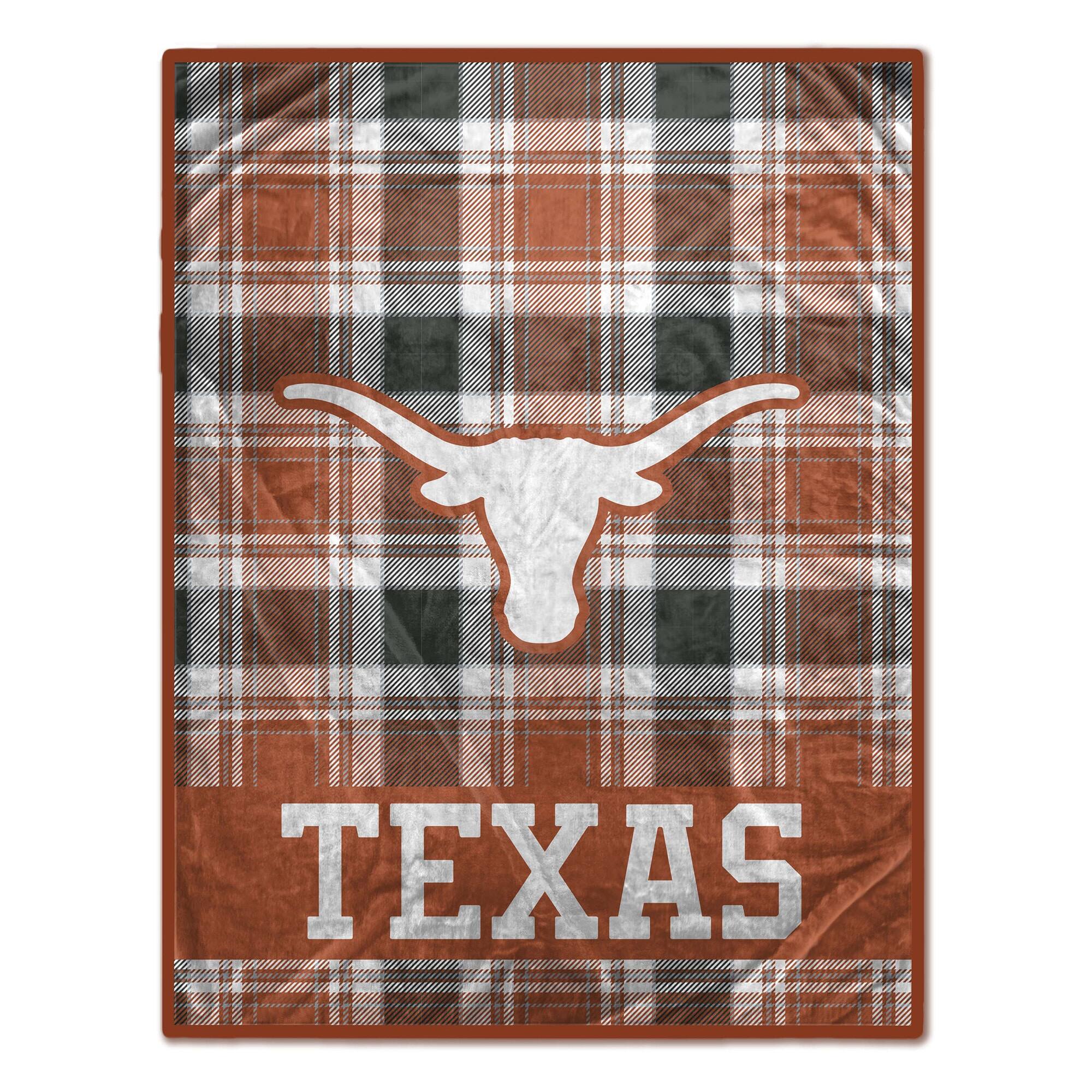 Front. Pegasus - Texas Longhorns 66" x 95" Oversized Plaid FAN-mily Ultra Cozy Blanket - Multicolor.