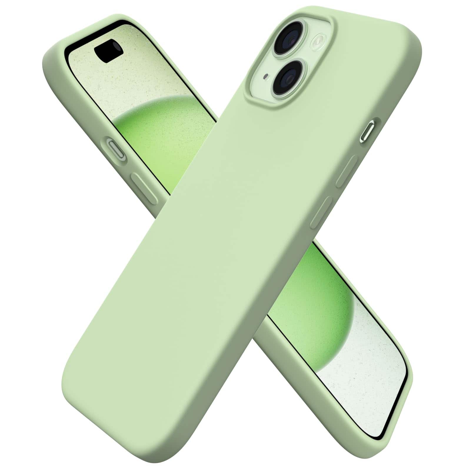 Front. Ornarto - ORNARTO Compatible with iPhone 15 Plus Case 6.7", Slim Liquid Silicone Full Covered Protective Cover-Matcha - Matcha.