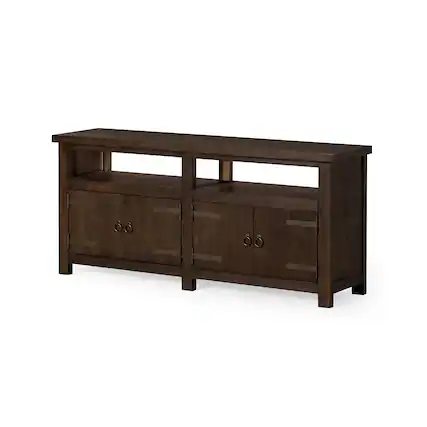 Front. Maven Lane - Maven Lane Luca Rustic Wooden Media Unit in Weathered Brown Finish - Weathered Brown.