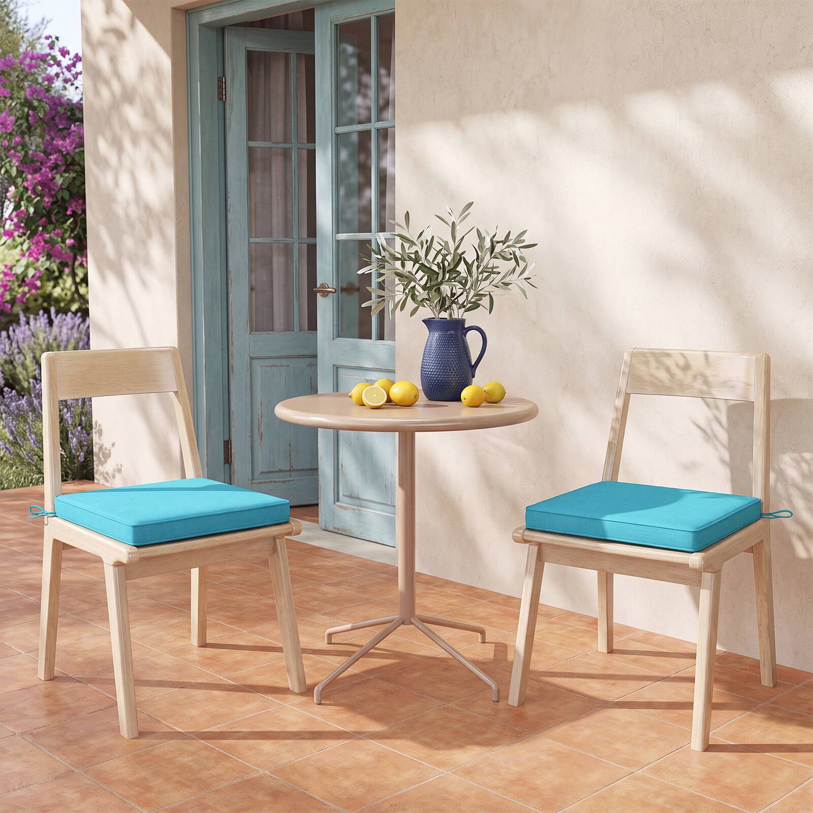 Alt View 1. Costway - Costway 20" Patio Cushion Set of 6 with Breathable & Fade-resistant Olefin Fabric Cover - Turquoise.