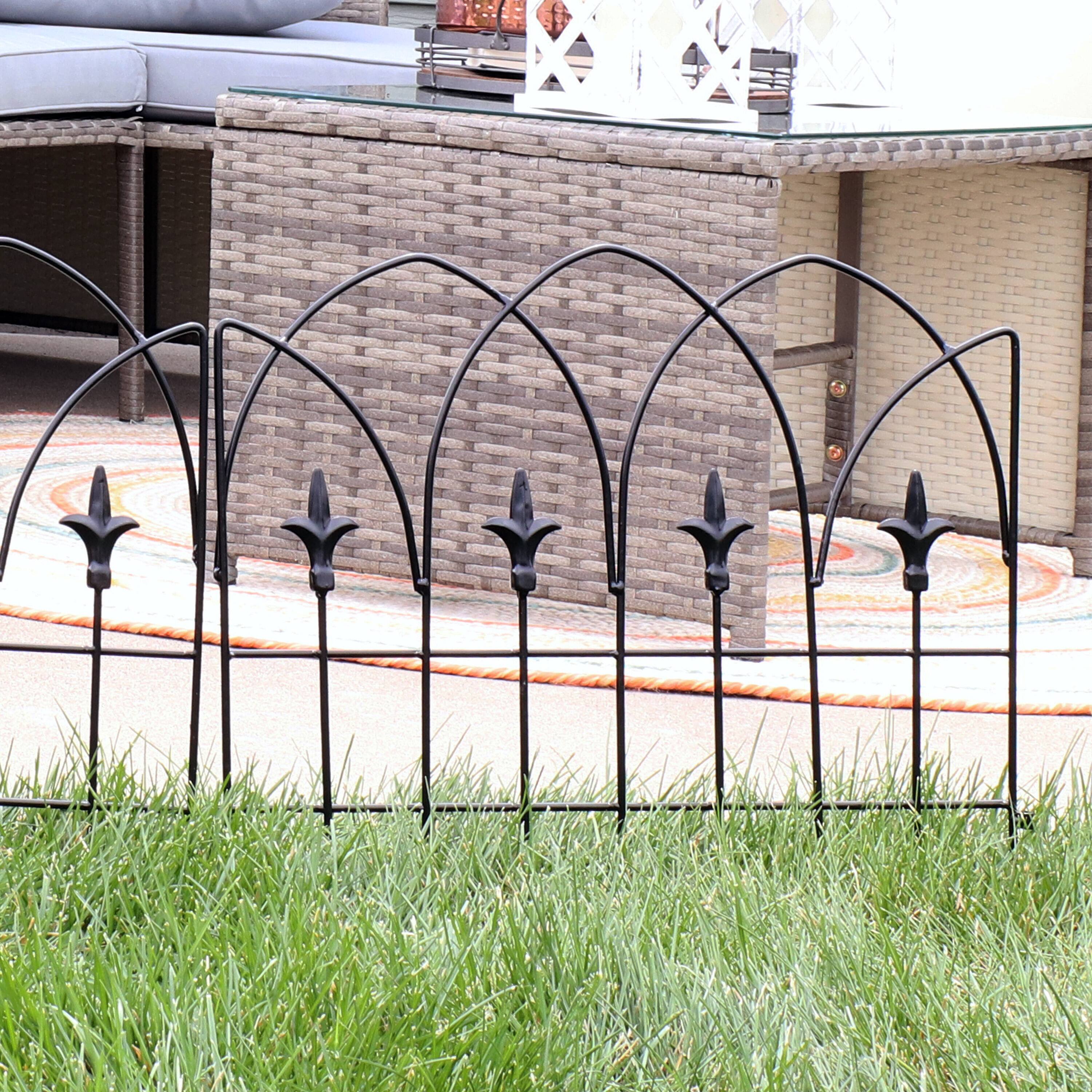 Alt View 4. Sunnydaze - 5-Piece Bayonne Steel Finial Garden Border Fencing - 8 ft - Black.
