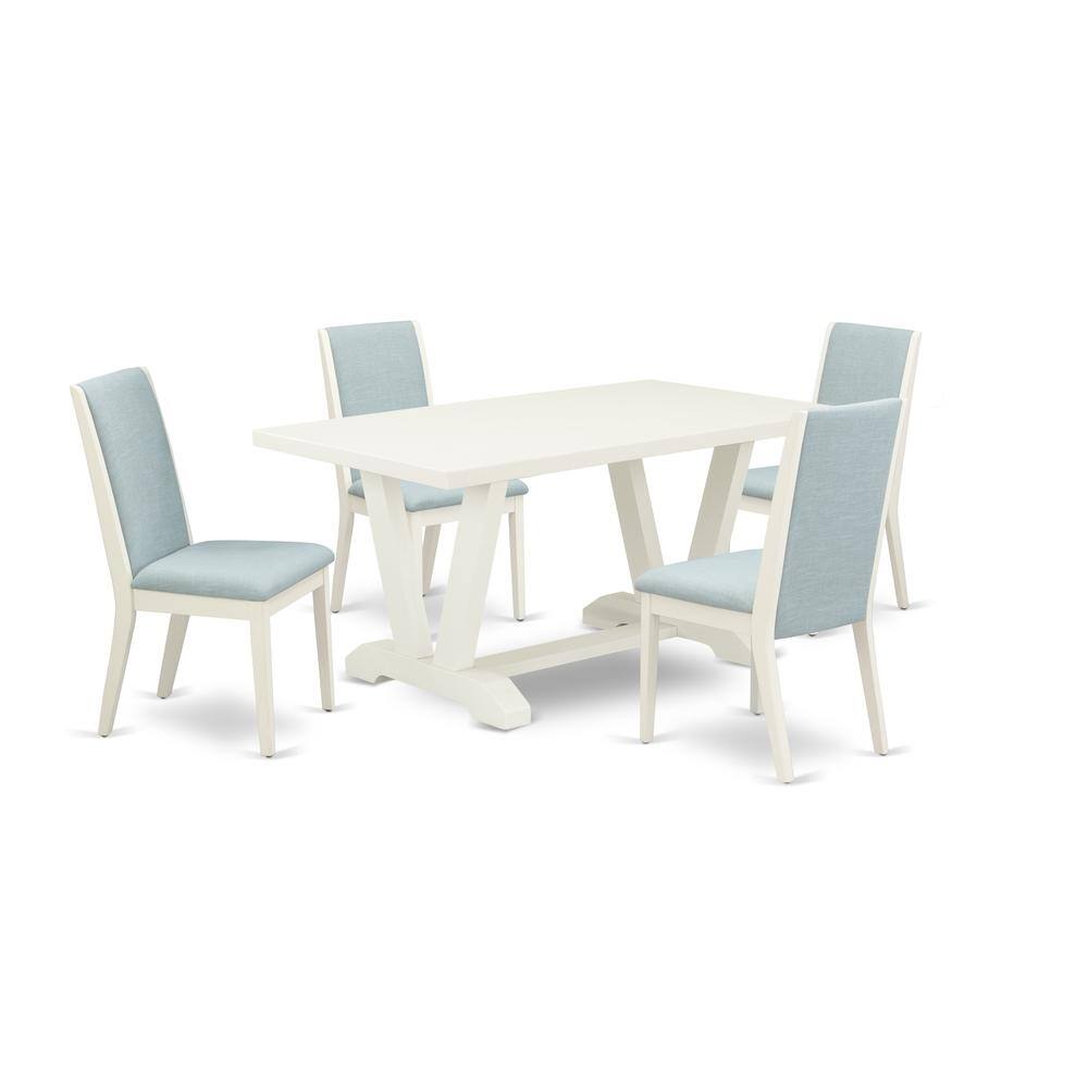Angle. East West Furniture - East West Furniture V026LA015-5 5Pc Kitchen Table Set Includes a Wood Table and 4 Parson Dining Chairs with Baby Blue - Multi-Color.