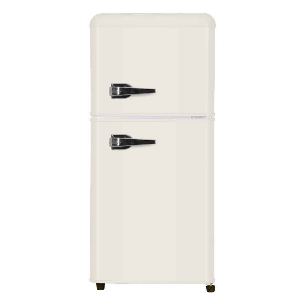 Loheer - Retro 2.8 Cu. Ft. 2-Door Mini Fridge with Separate Freezer & LED Light - Cream