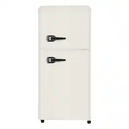 Loheer - Retro 2.8 Cu. Ft. 2-Door Mini Fridge with Separate Freezer & LED Light - Cream
