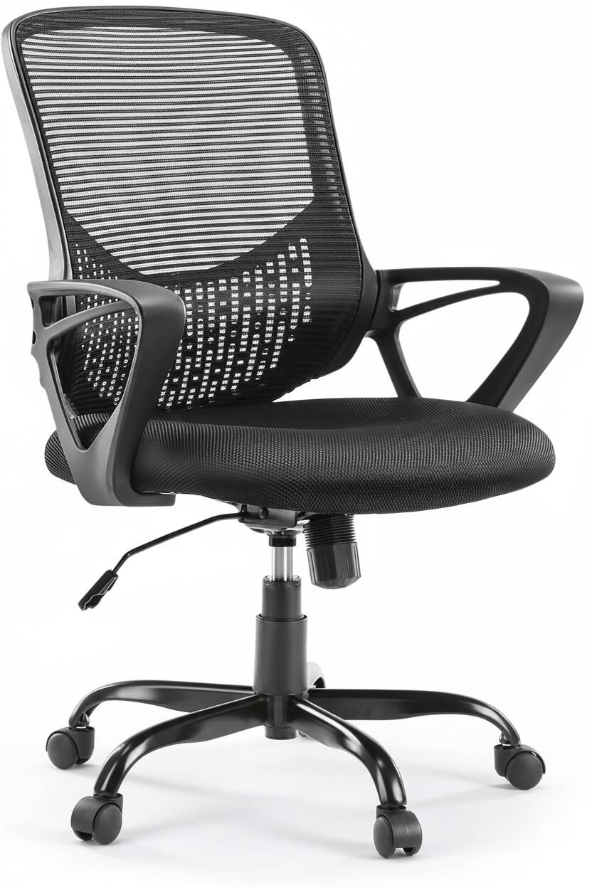 Front. AOITUN - Ergonomic Office Chair for Long Work Hours, Black Mid-Back Seat with Adjustable Arms, Swivel Design, 300 lb Capacity - Black.