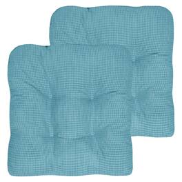 Sweet Home Collection - Crushed Memory Foam Tufted Chair Cushion Non Slip Microdot Rubber Back, 2-Pack - Teal