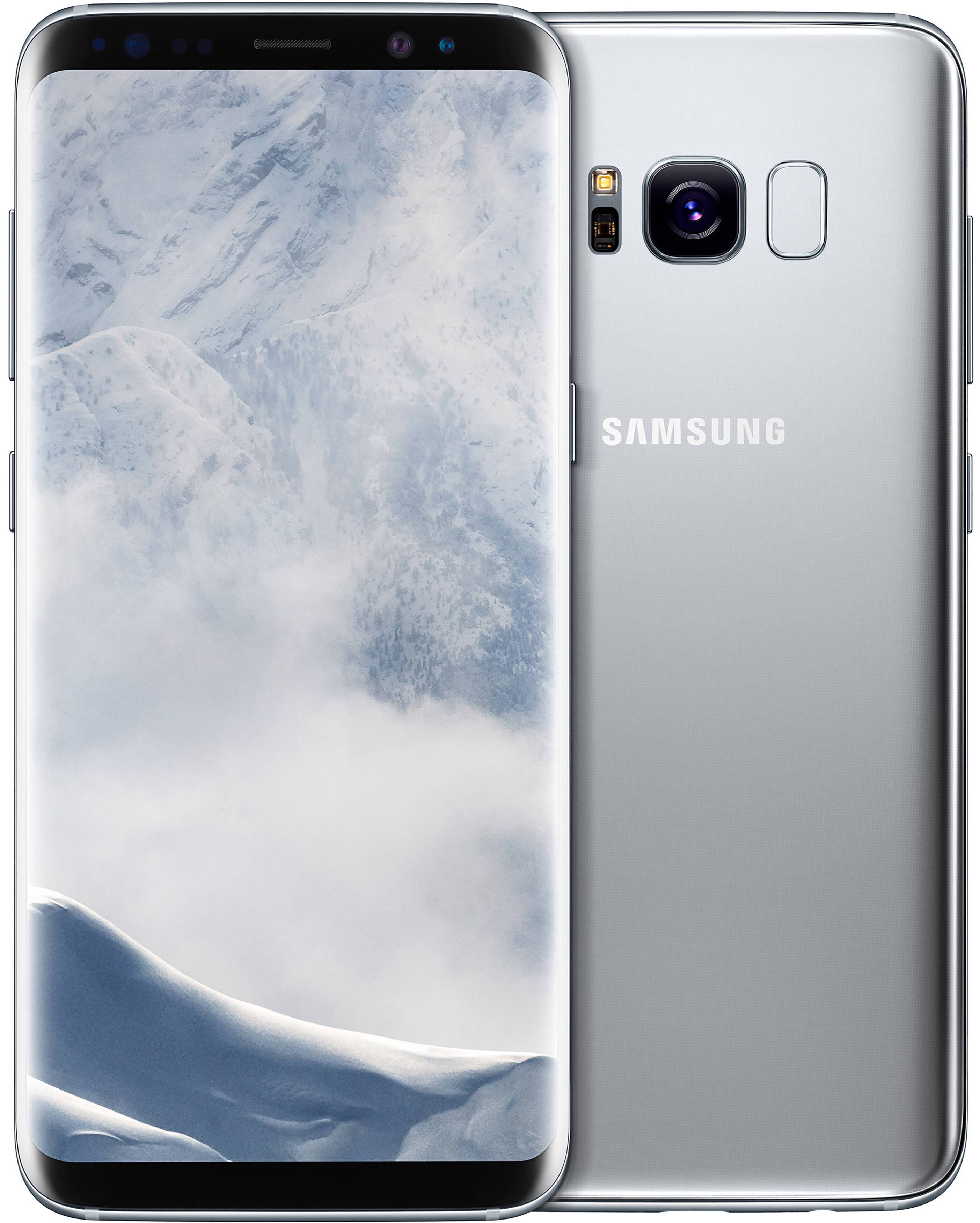 Front. Samsung - Pre-Owned Galaxy S8 4G LTE 64GB (Unlocked) - Arctic Silver.