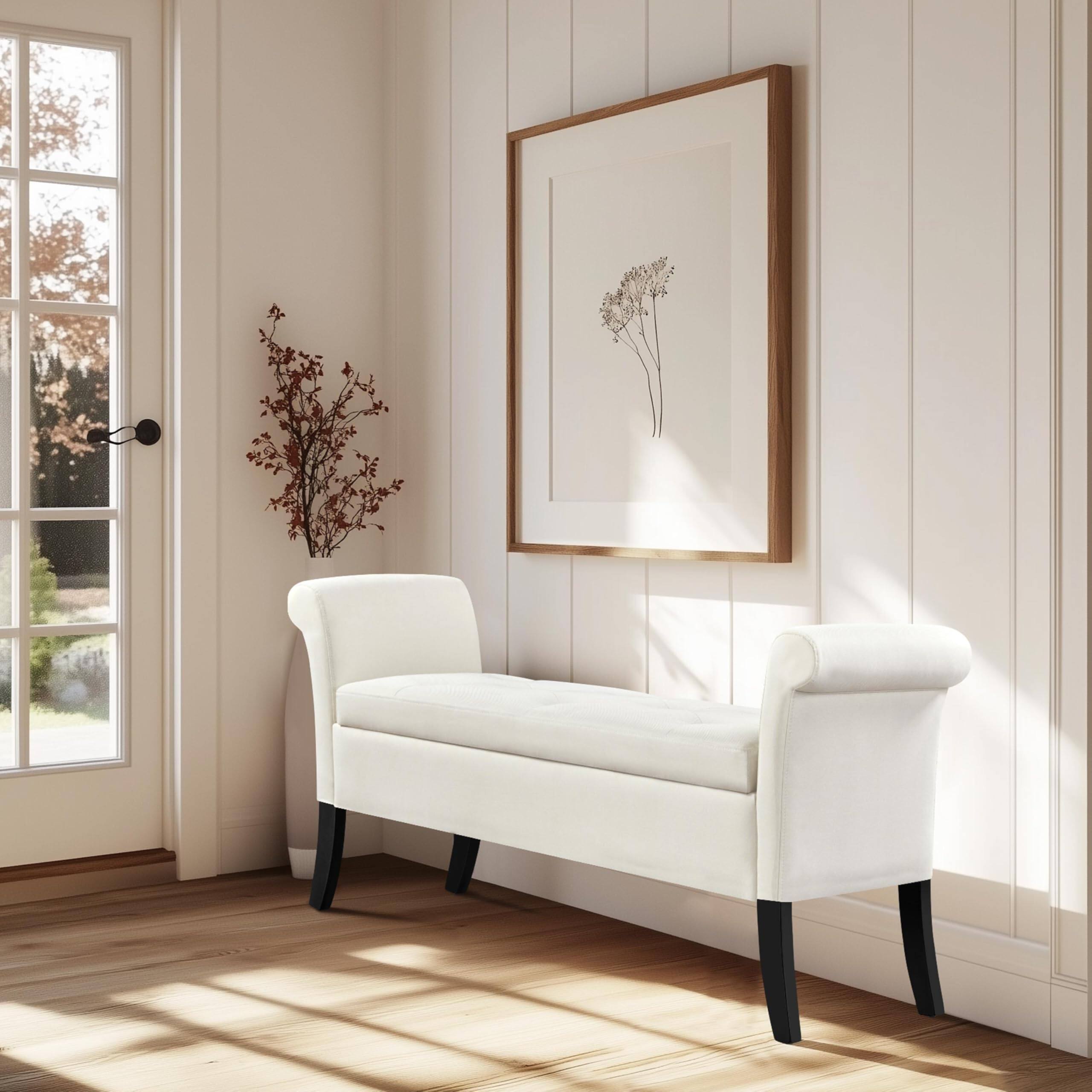 Back. JETRANSPORT - Ottoman With Storage 52" Bench Safety Hinge Upholstered Seating For Bedroom Living Room Holds Up To 661 Lb - Dark Gray Polyester.