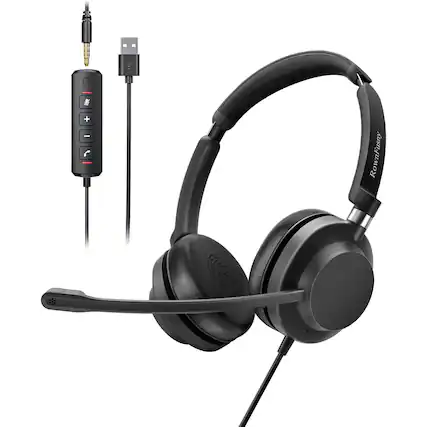 Front. Rownfusny - Rownfusny R01 USB Wired Headset With Noise-Canceling Mic.